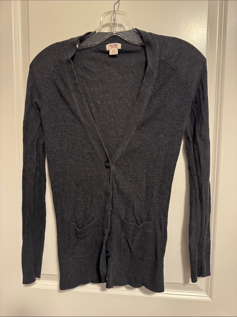 Mossimo Supply Co. Dark Charcoal Button-Front V-Neck Cardigan